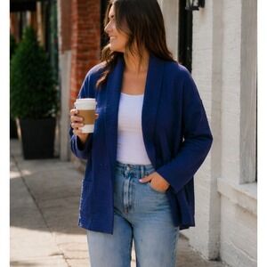 NWT Vineyard Vines Womens Channel Quilted Open Cardigan XL Blue Coastal Preppy